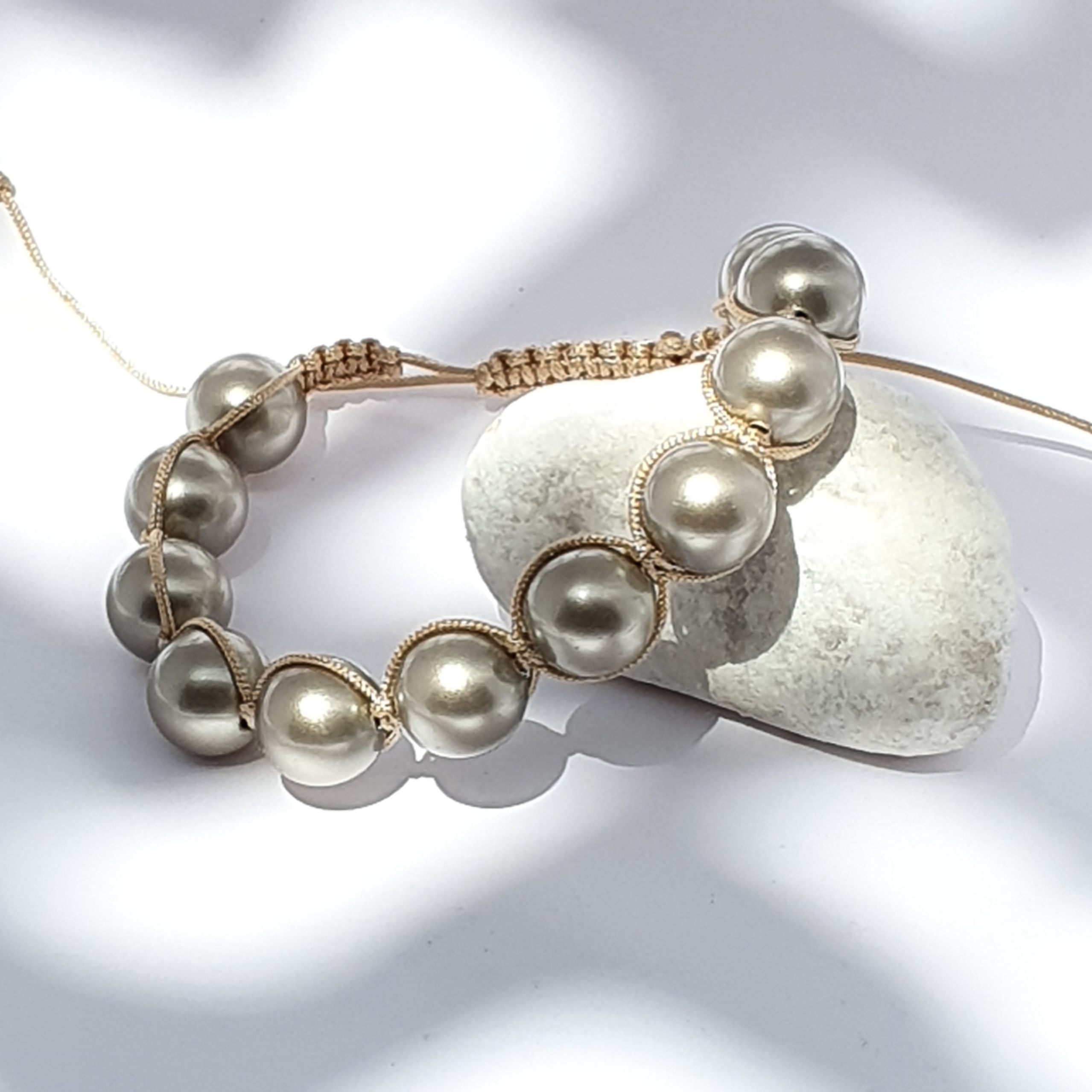 Swarovski Crystal Pearl Armband – Makramee