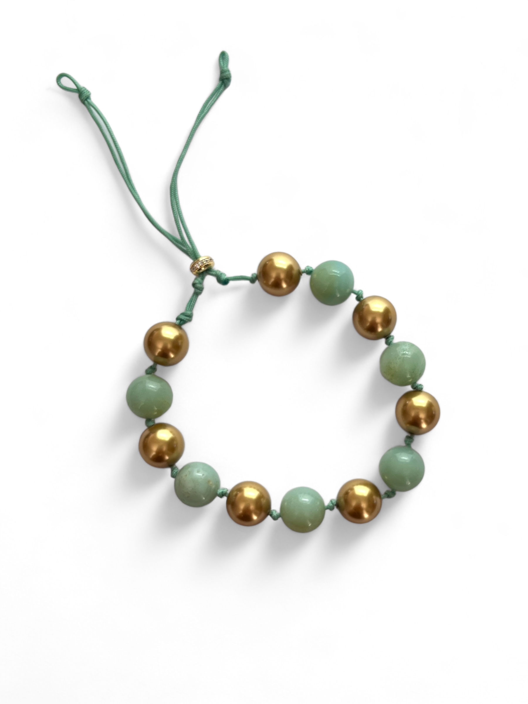 Gold-Grünes Perlen Armband hover